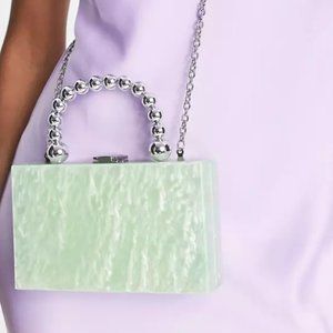 Asos Design Marble Resign Bag with Beaded Grab Handle in Mint